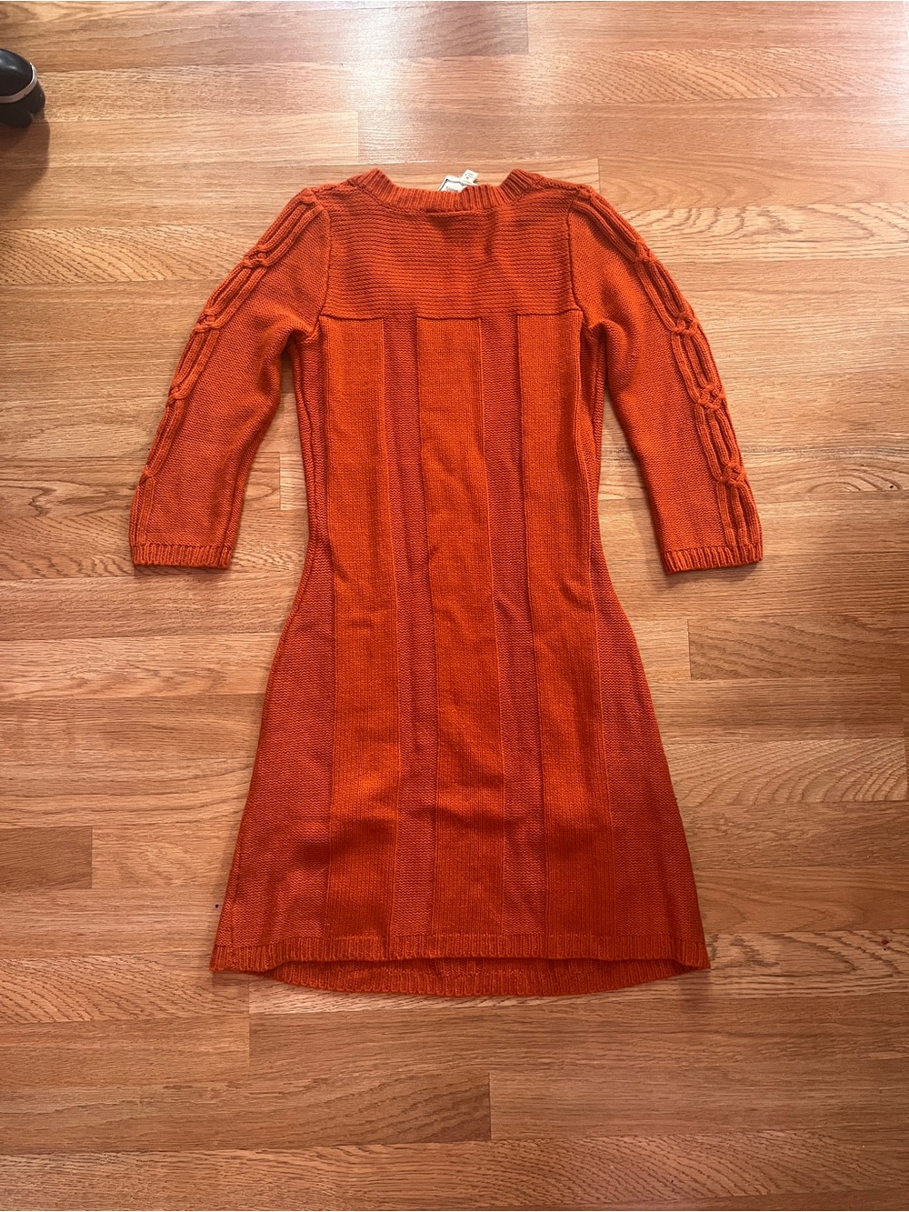 Pink Rose Cable-Knit Orange Long Sleeve Sweater Dress - Picture 3 of 3